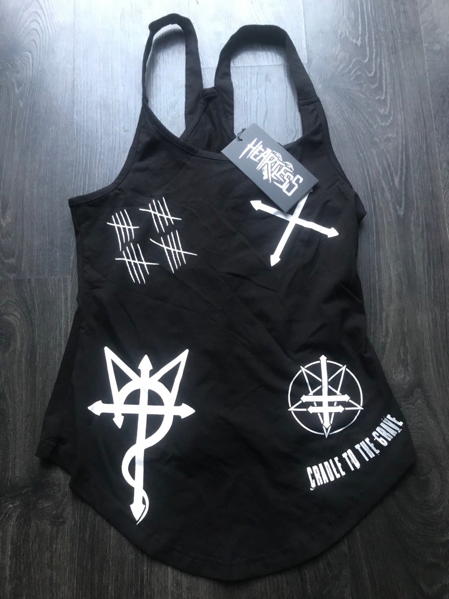 Heartless sleeveless cami witch witchcraft top gothic goth alt scene Y2K grunge 2000s t shirt S