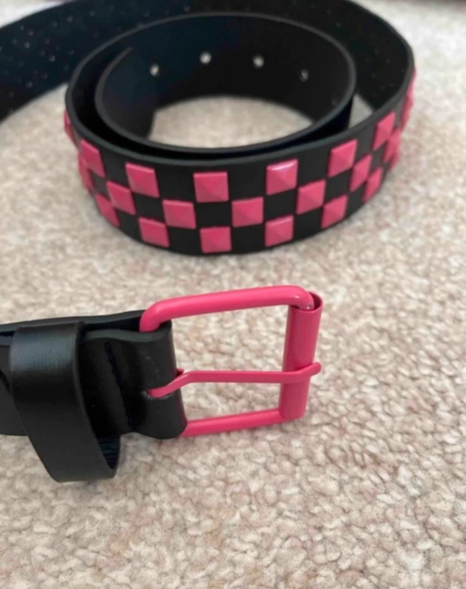 Black pink 3 Row studded belt punk emo alt goth gothic alternative festival accessory scene