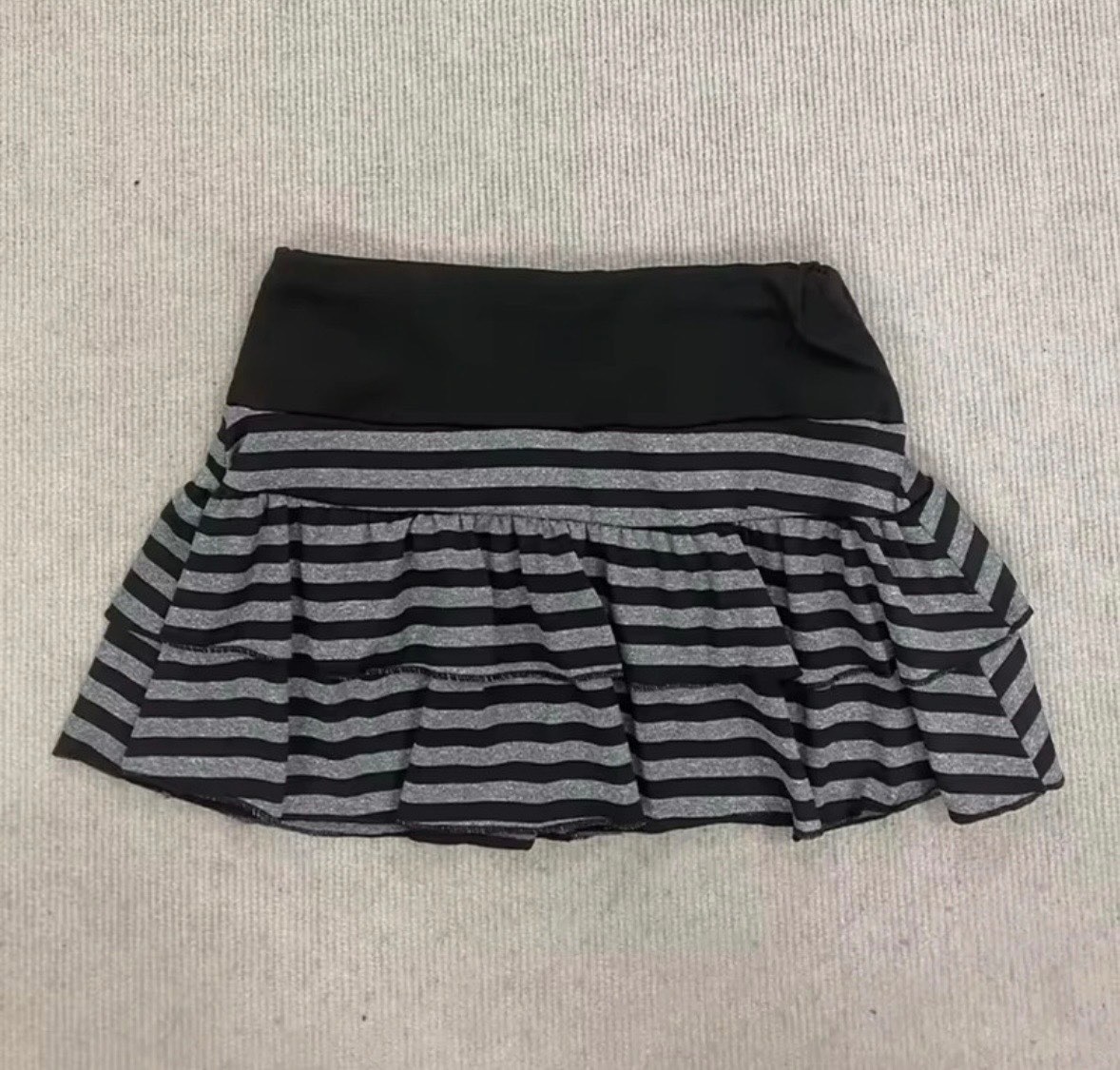 Black grey stripe mini skirt alternative gothic emo punk scene Y2K 2000s party festival S