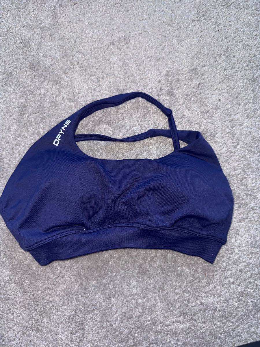 Blue/purple 1 shoulder dfyne impact asymmetric sports bra SMALL