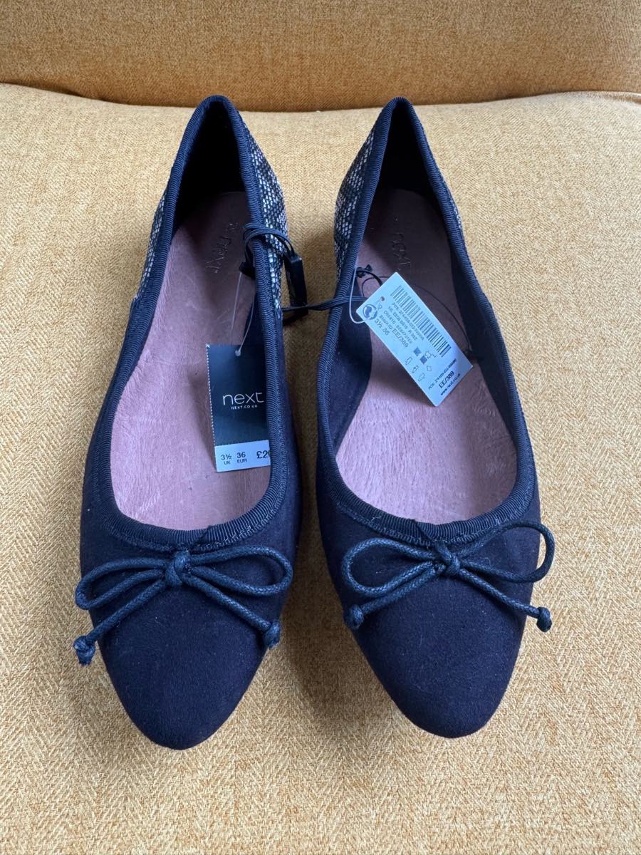 Ladies black next pumps ballerina flats brand new with tags size 3.5