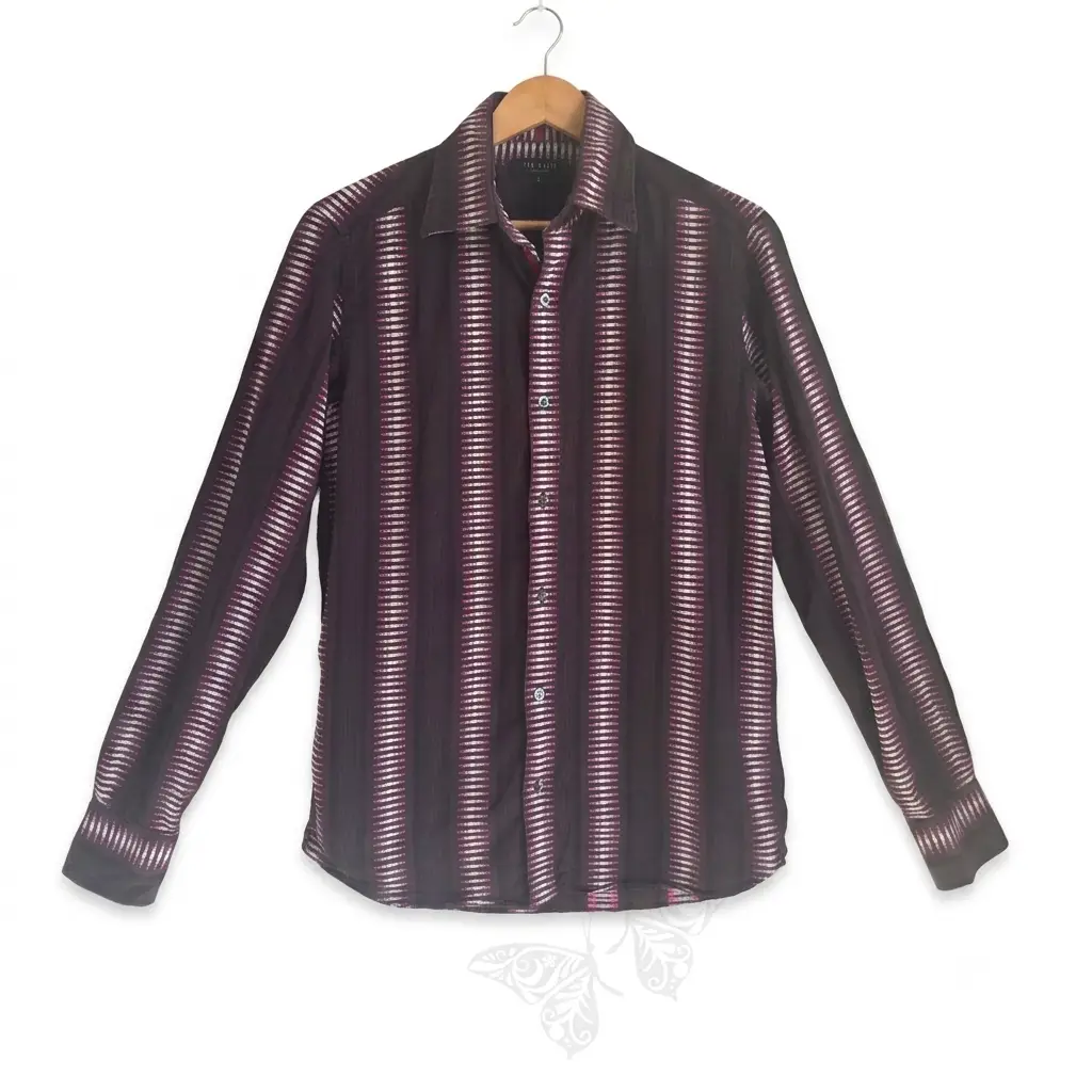 Ted Baker London embroidered Striped Long Sleeve Button Down Shirt Size 2 UK S