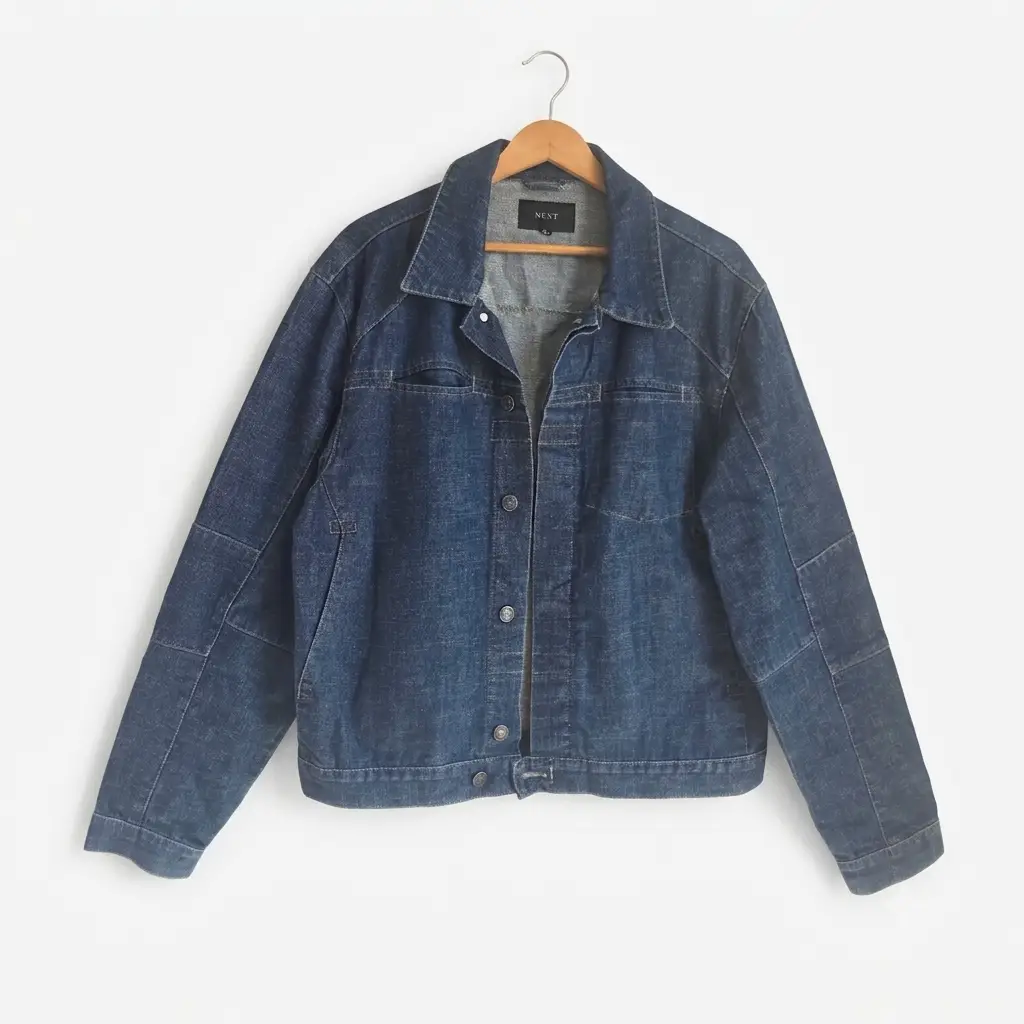 Vintage NEXT Blue Denim Jacket - Size M - Cotton wool Blend
