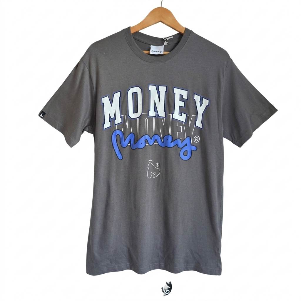Money Clothing Men's Triple Money T-Shirt - Granite Grey - Size M - New With Tags