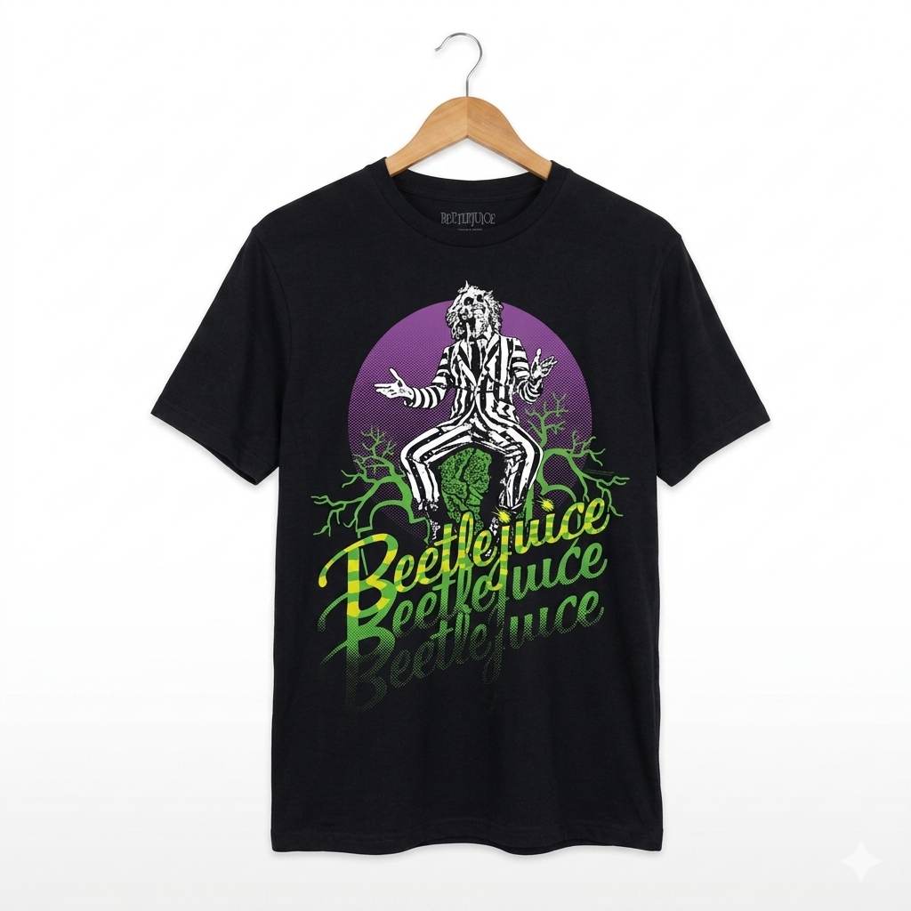 New Beetlejuice T-Shirt Men’s Size Small Black Graphic Tee 100% Cotton