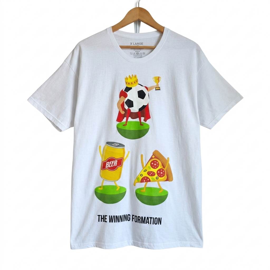 Men’s White T-Shirt - Size XL - "The Winning Formation" Graphic Tee - 100% Cotton