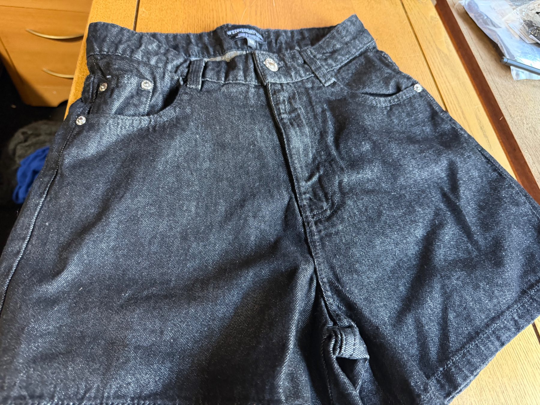 Wednesday girl denim shorts blue ink