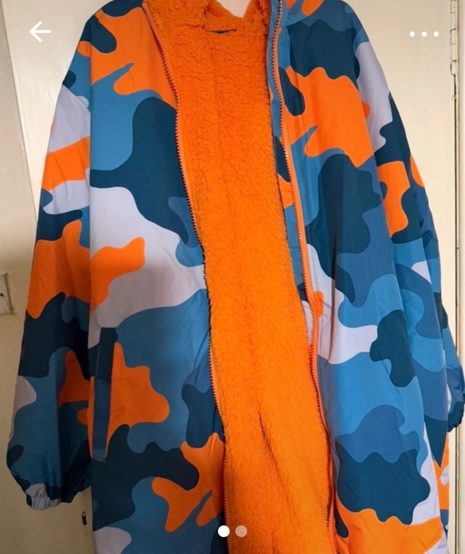 Drying Sherpa lined robe orange camo xl