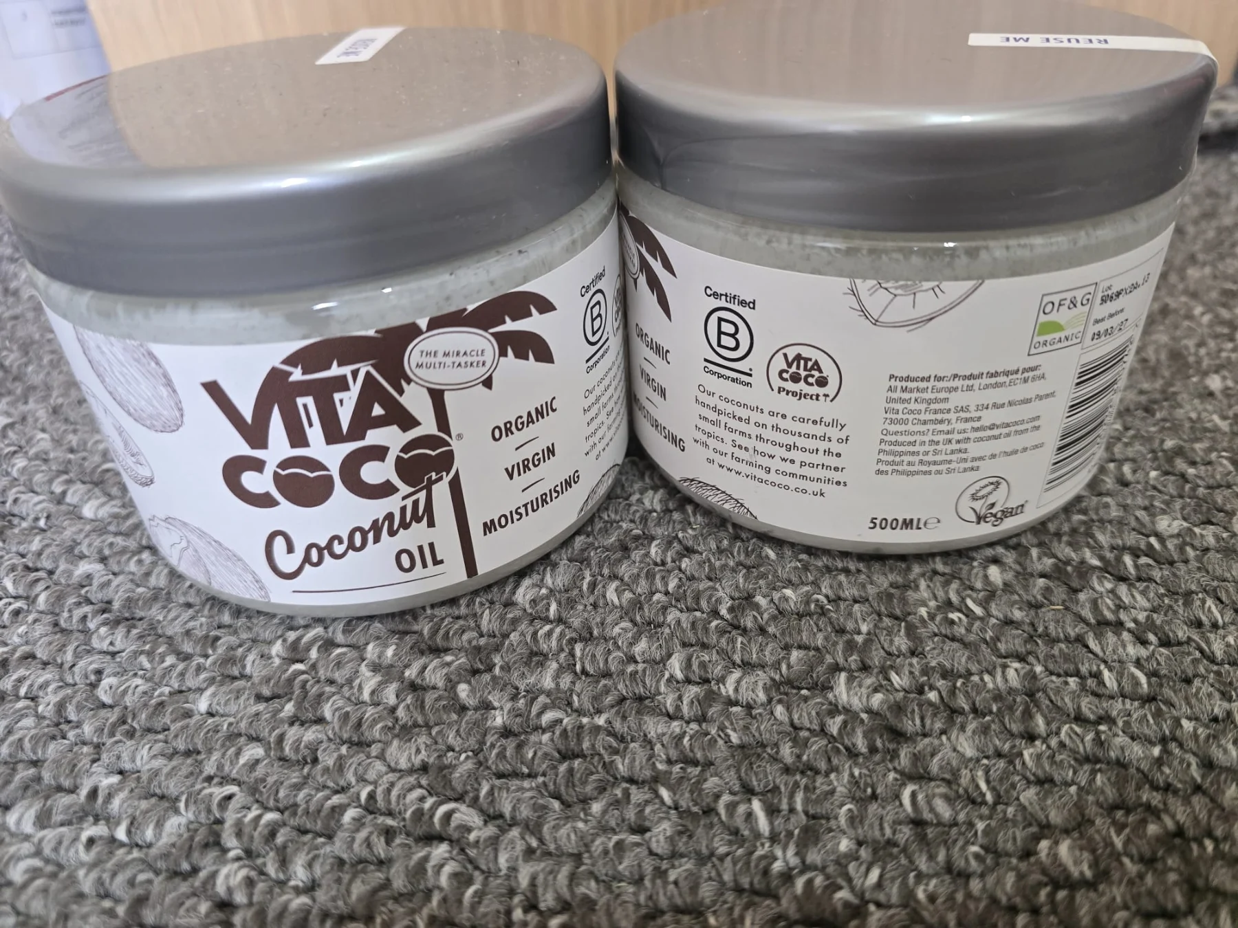 Vita Coco Organic Extra Virgin Coconut Oil 500ml *2– Brand New