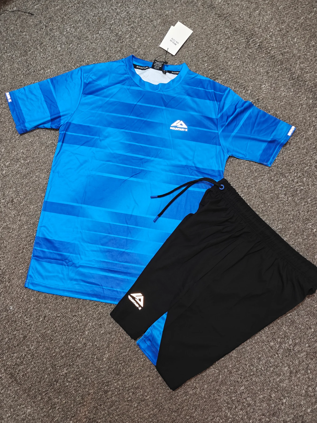 Mountain-X Men's Lightweight Athletic Sports Short Set Blue -Medium