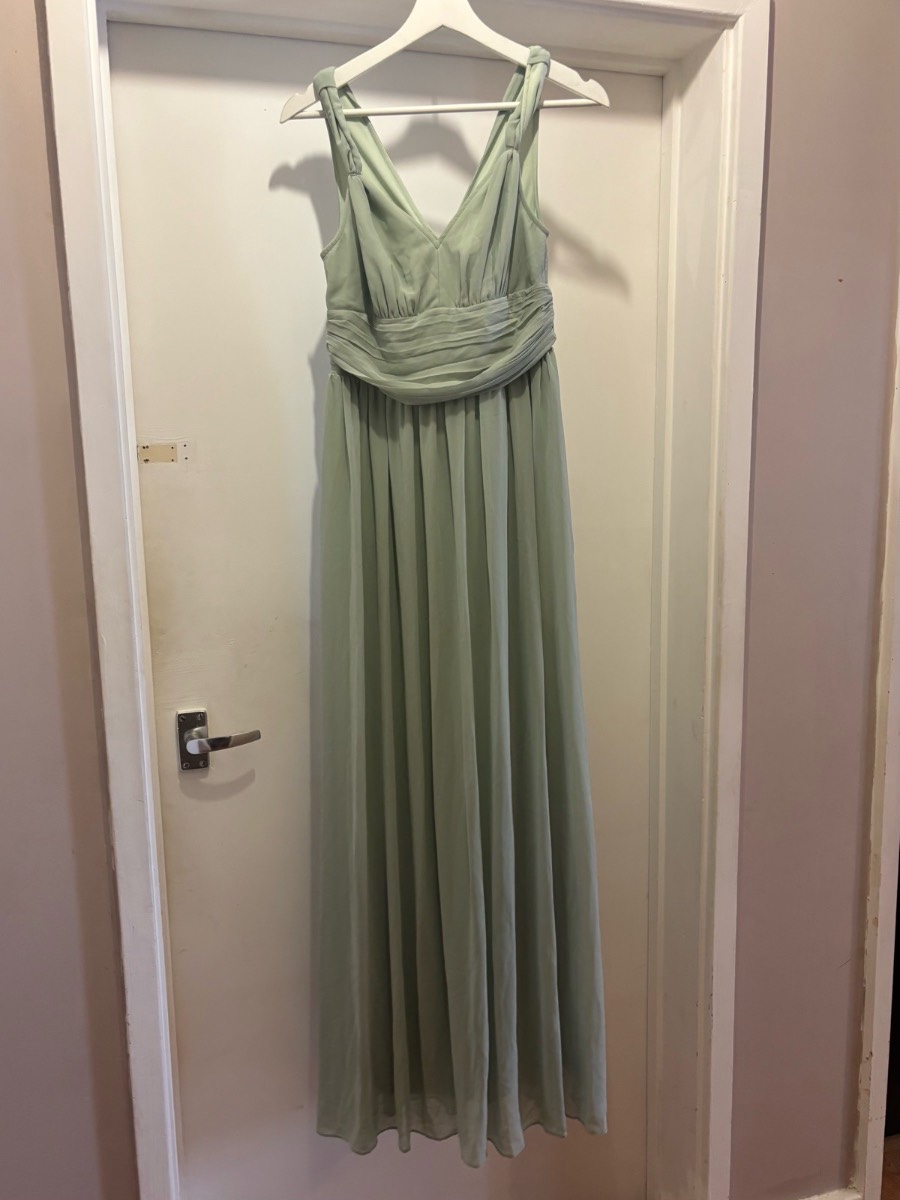 Green evening maxi dress with dress cover bag - size 8