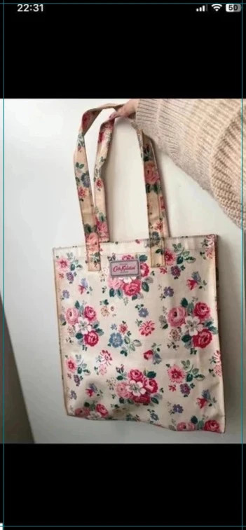Cath Kidston cream and pink floral book tote bag
