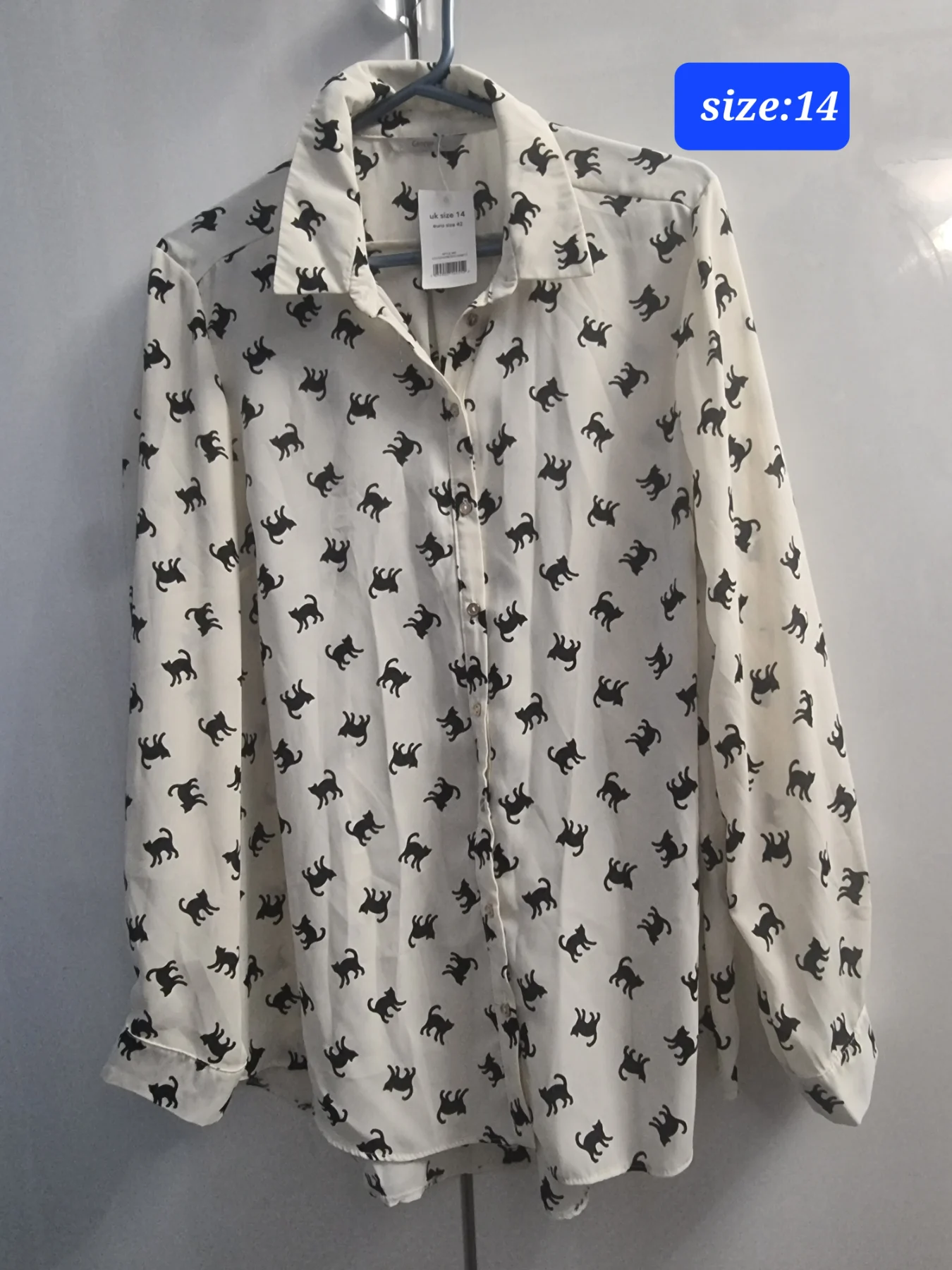 BNWT long sleeve cats print shirt,size12/14
