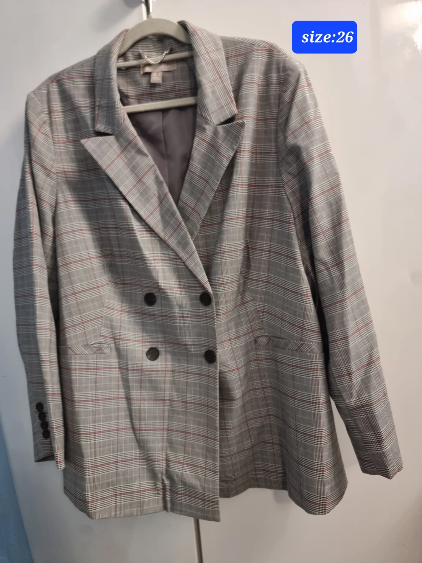 Anthology double breasted check blazer,size 26