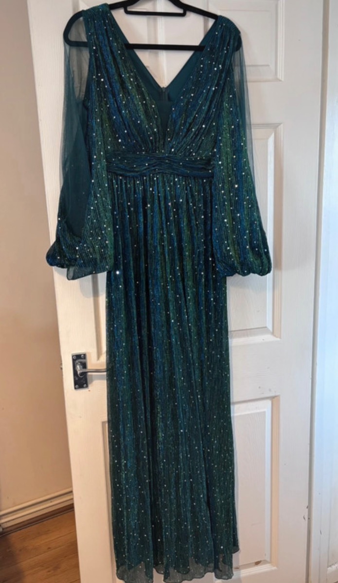 Unithorse (SHEIN) Teal Sparkle Maxi Gown — Size M