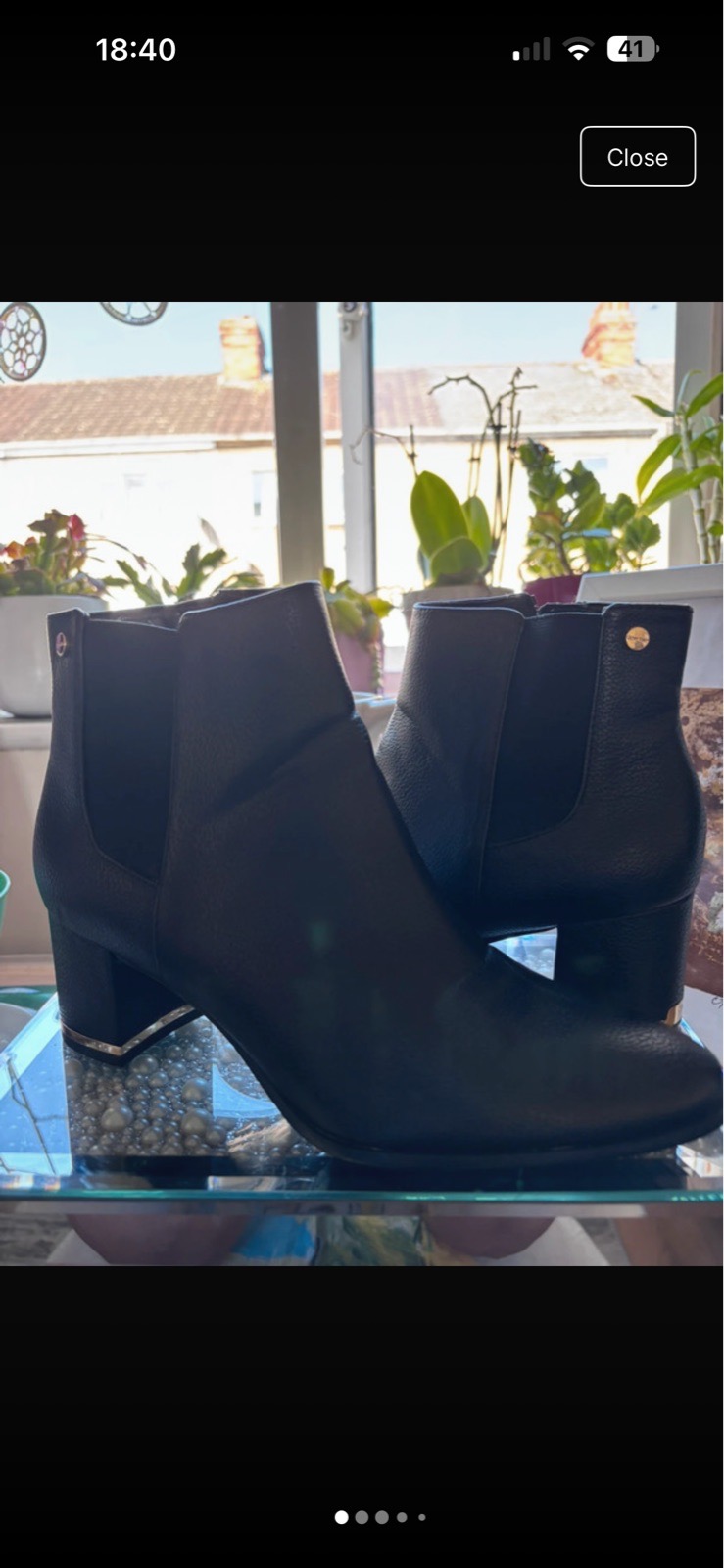 Calvin Klein Black Ankle Boots — Gold Detail — Size UK 5