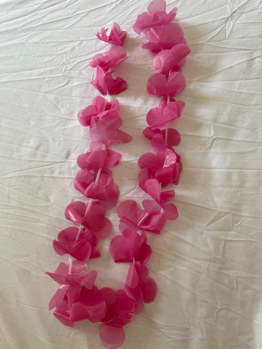 Pink Hawaiian Lei Flower Necklace - Luau/Beach Party