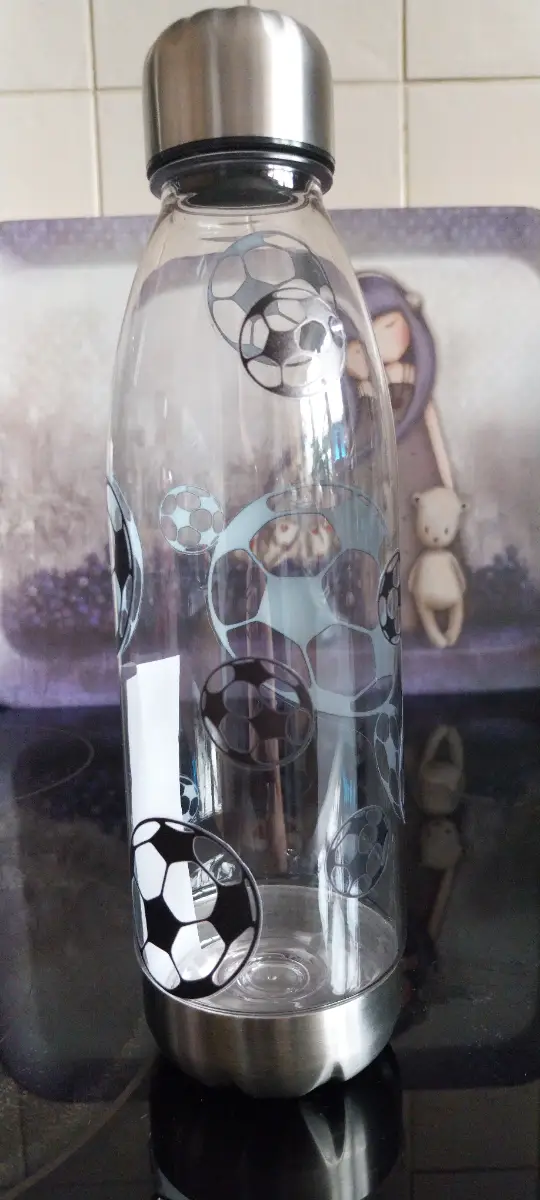 Drinking bottle with football decals