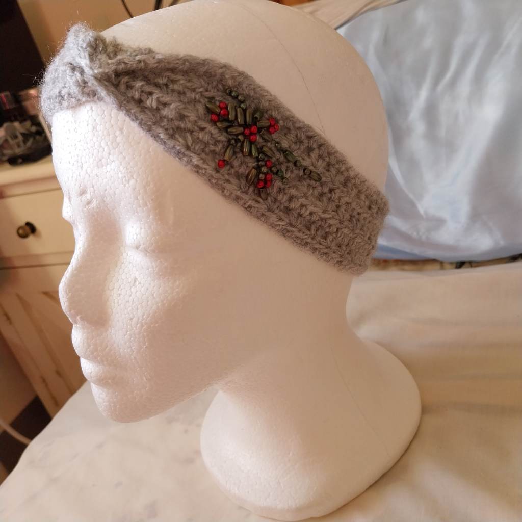Handmade crochet bandana with bead detail