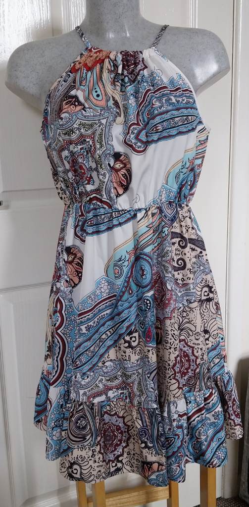 Skue multicolour dress with back neck tie