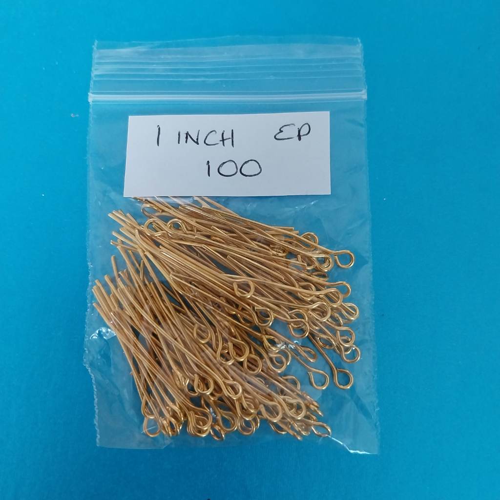 Approx 100 x 1 inch eyepins gold coloured