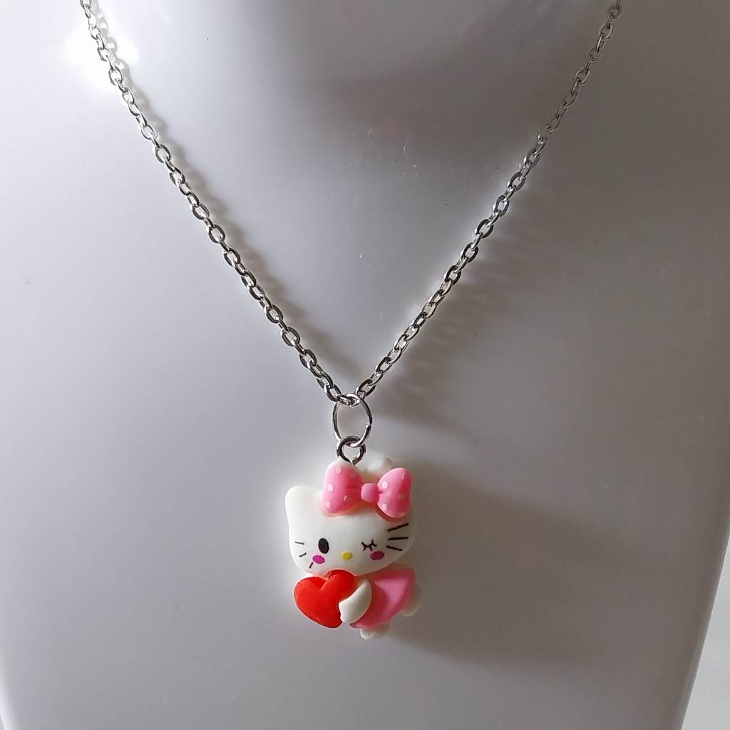 Children's necklace with kitty charm
