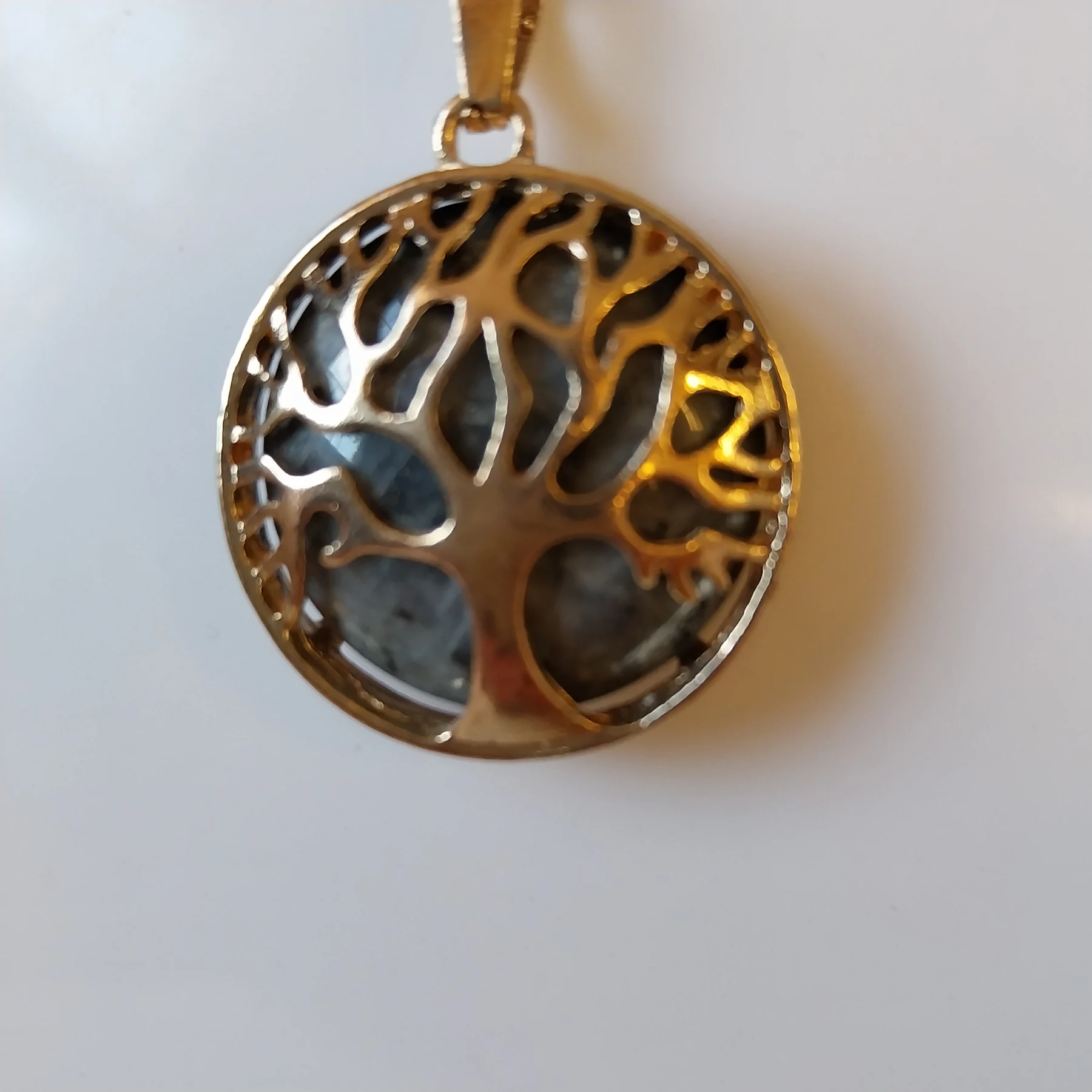 Gold coloured tree of life pendant and chain