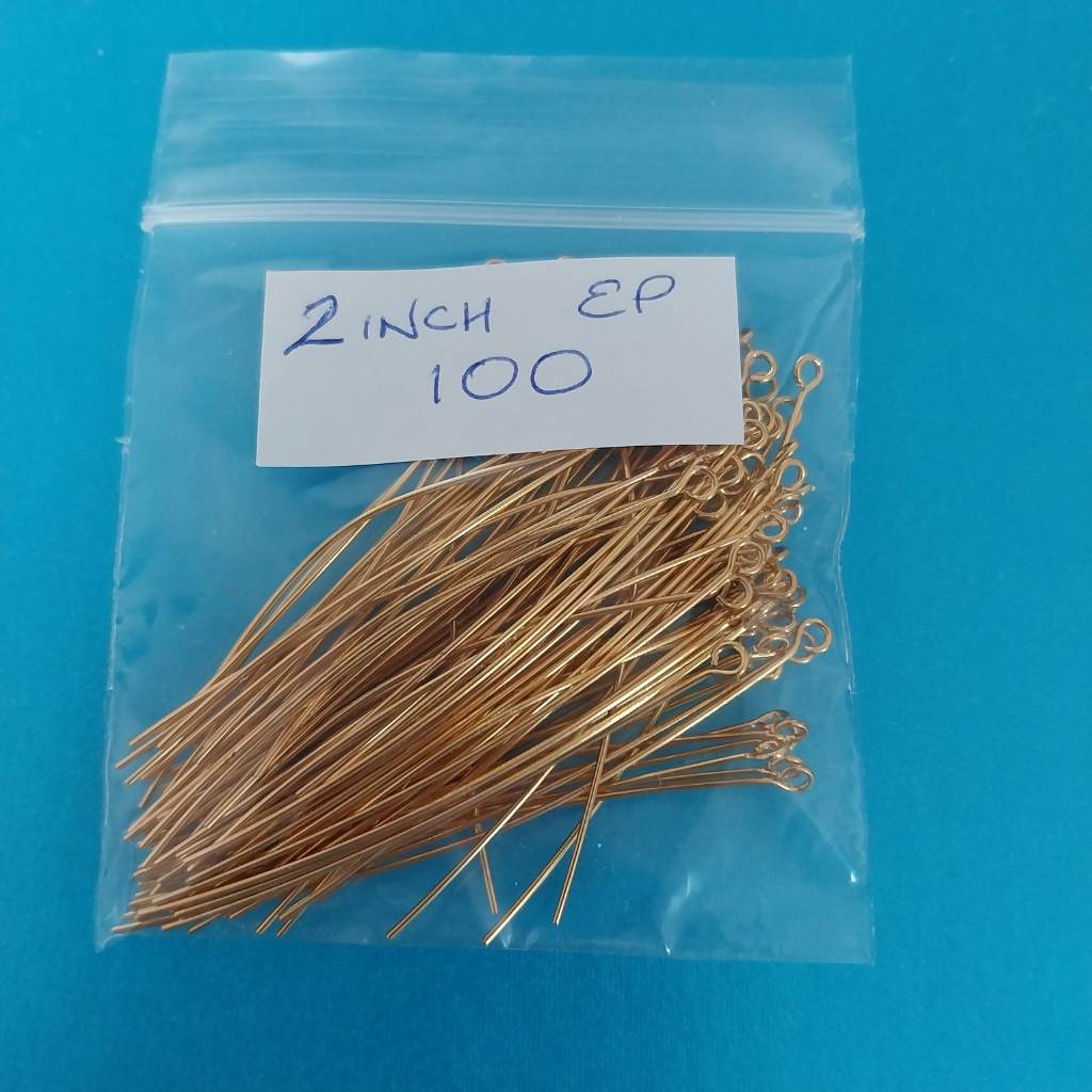 Approx 100 x 2 inch gold coloured eyepins