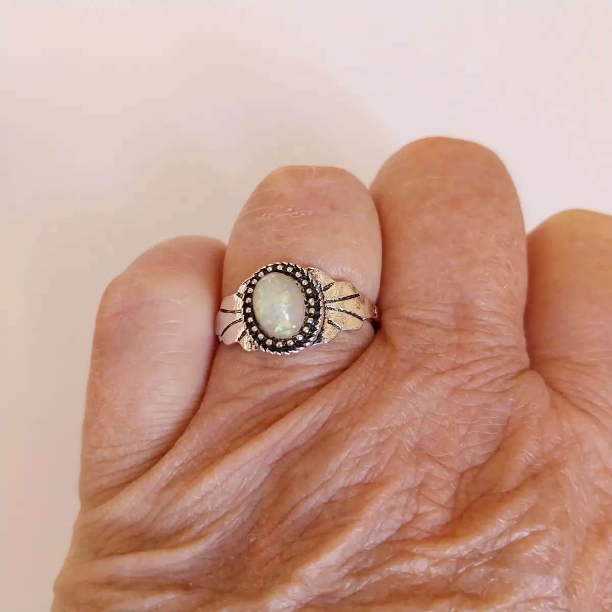 Silver coloured ring