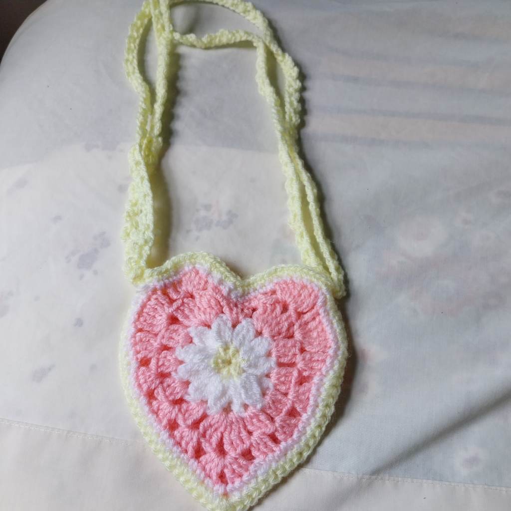 Handmade crochet Heart shaped bag