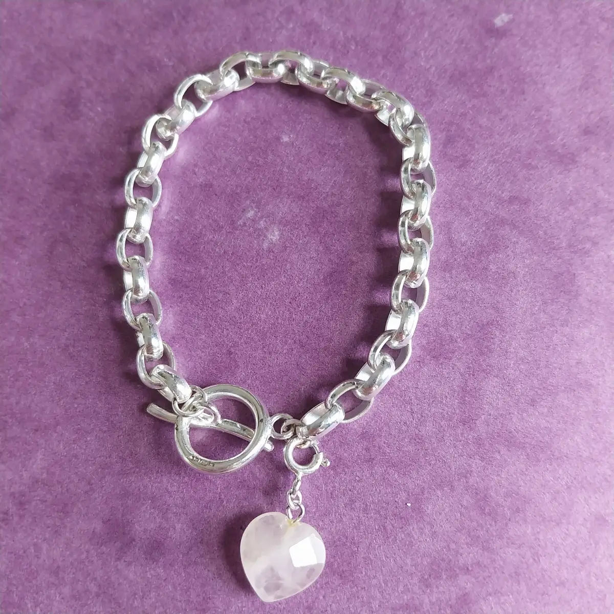 Chunky toggle bracelet with heart charm