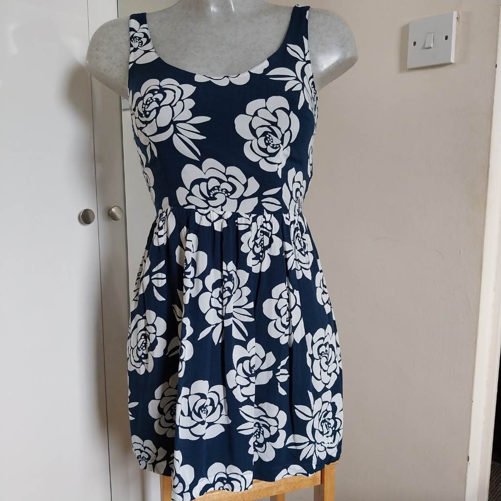 Navy with white flowers dress
