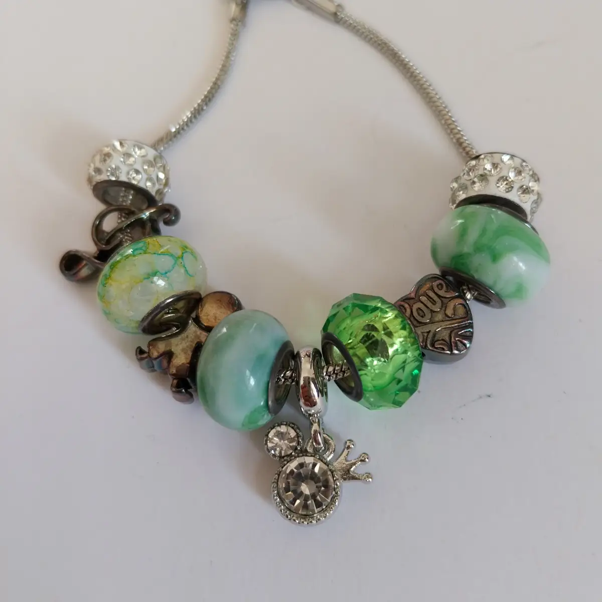 Snake chain with charms and beads