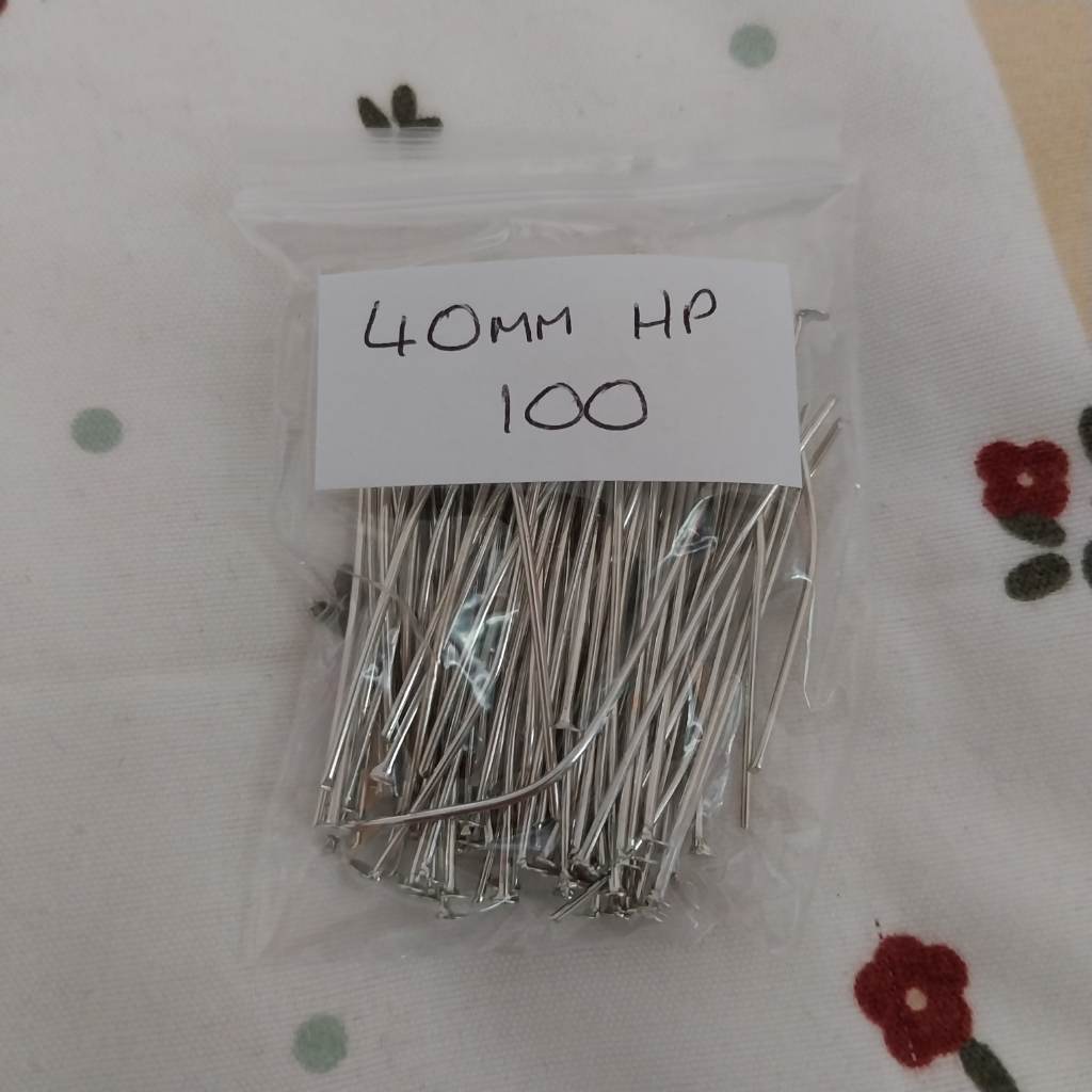 Approx 100 x 40mm silver coloured Head pins findings
