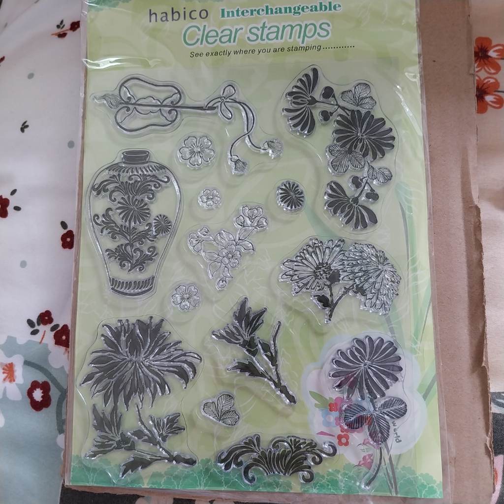 Clear stamp set by habico chinese flowers