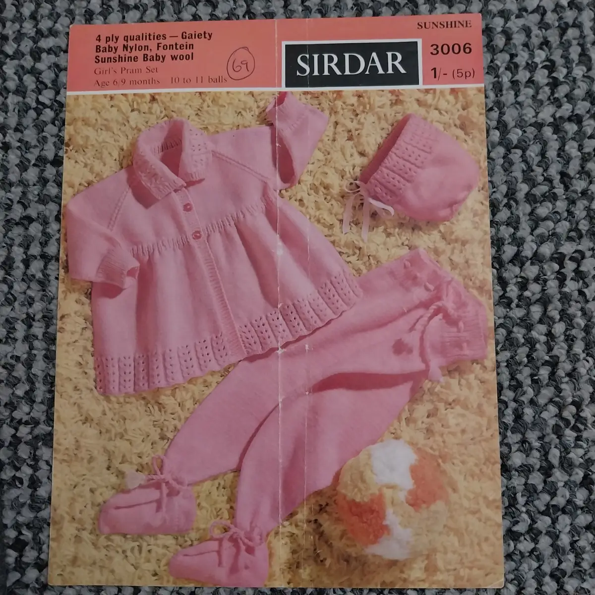 Knitting pattern for pram set number 3006