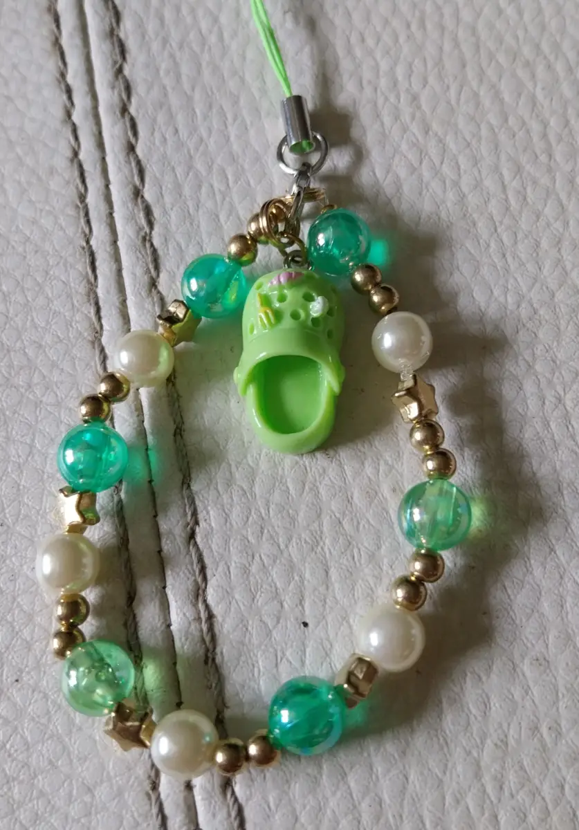 Handmade phone charm with croc shoe charm