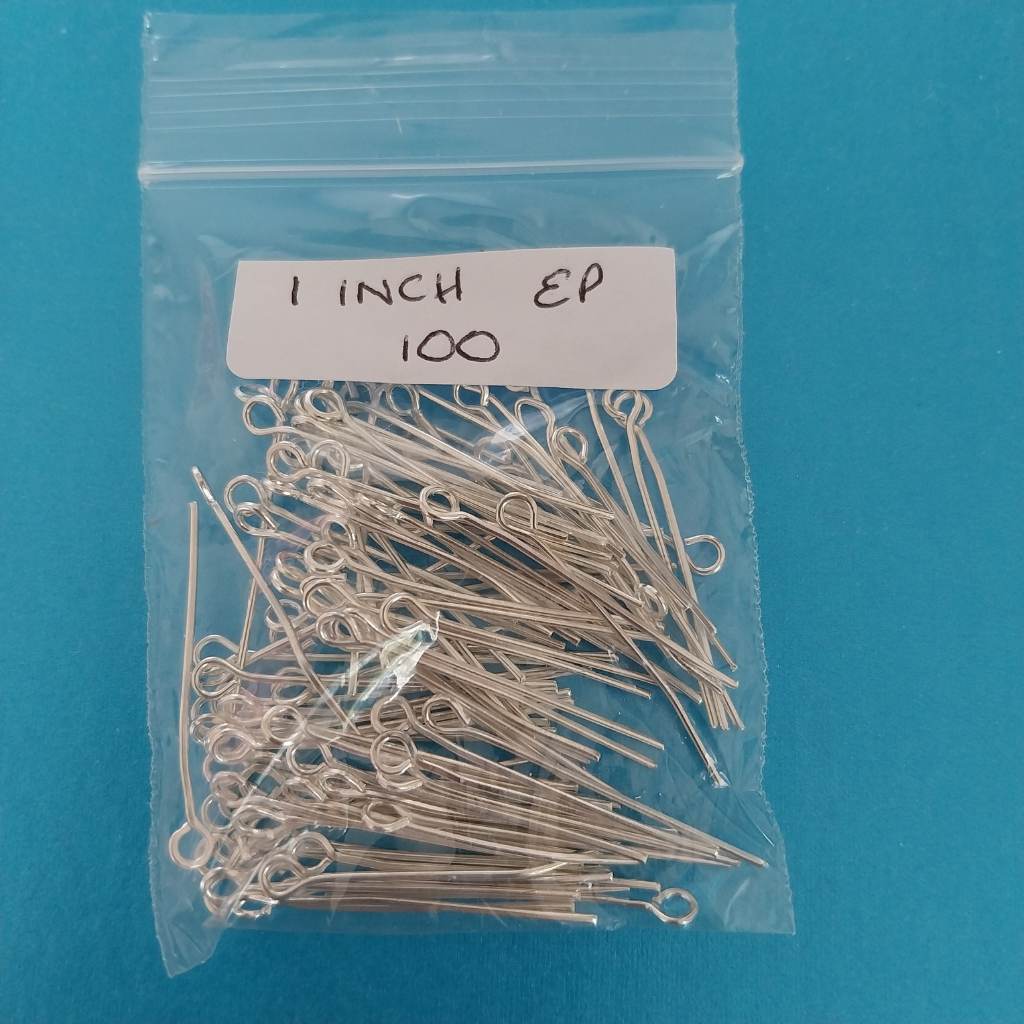 Approx 100 x 1 inch eyepins silver coloured