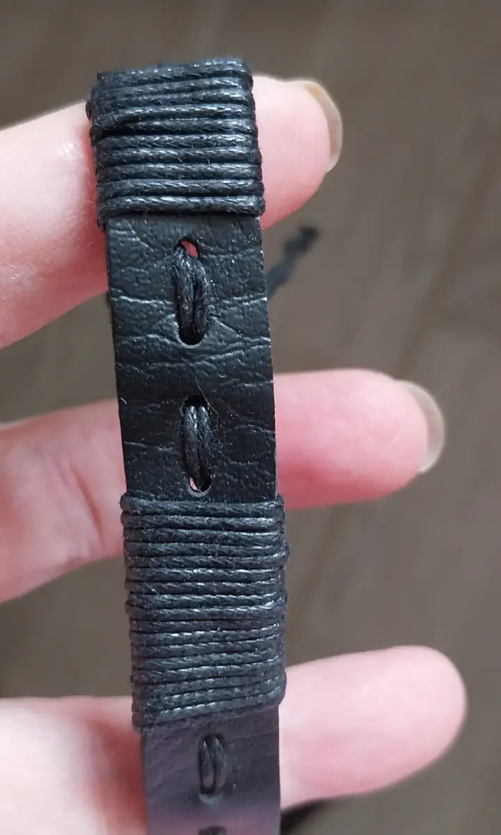 Men's leather friendship bracelet stitch and wrap design