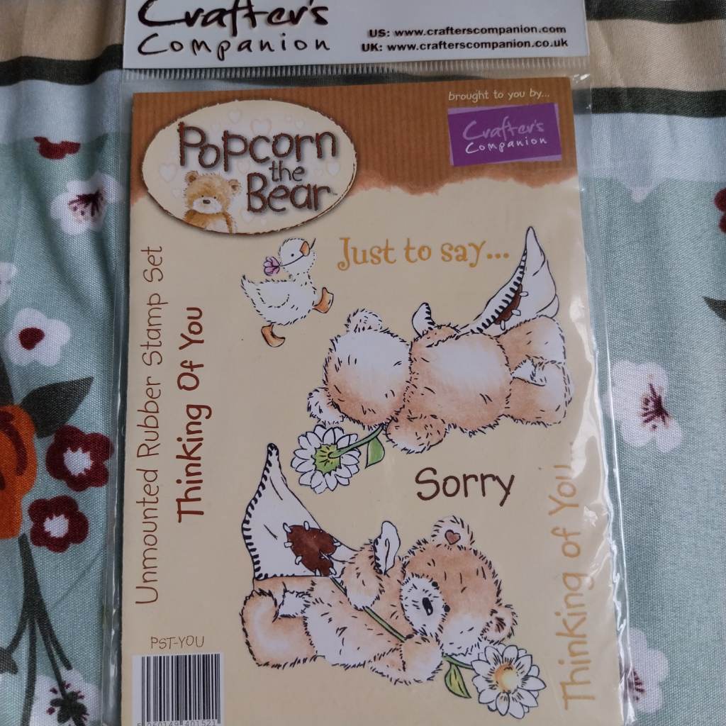 Popcorn the bear rubber stamp set Thinking of you