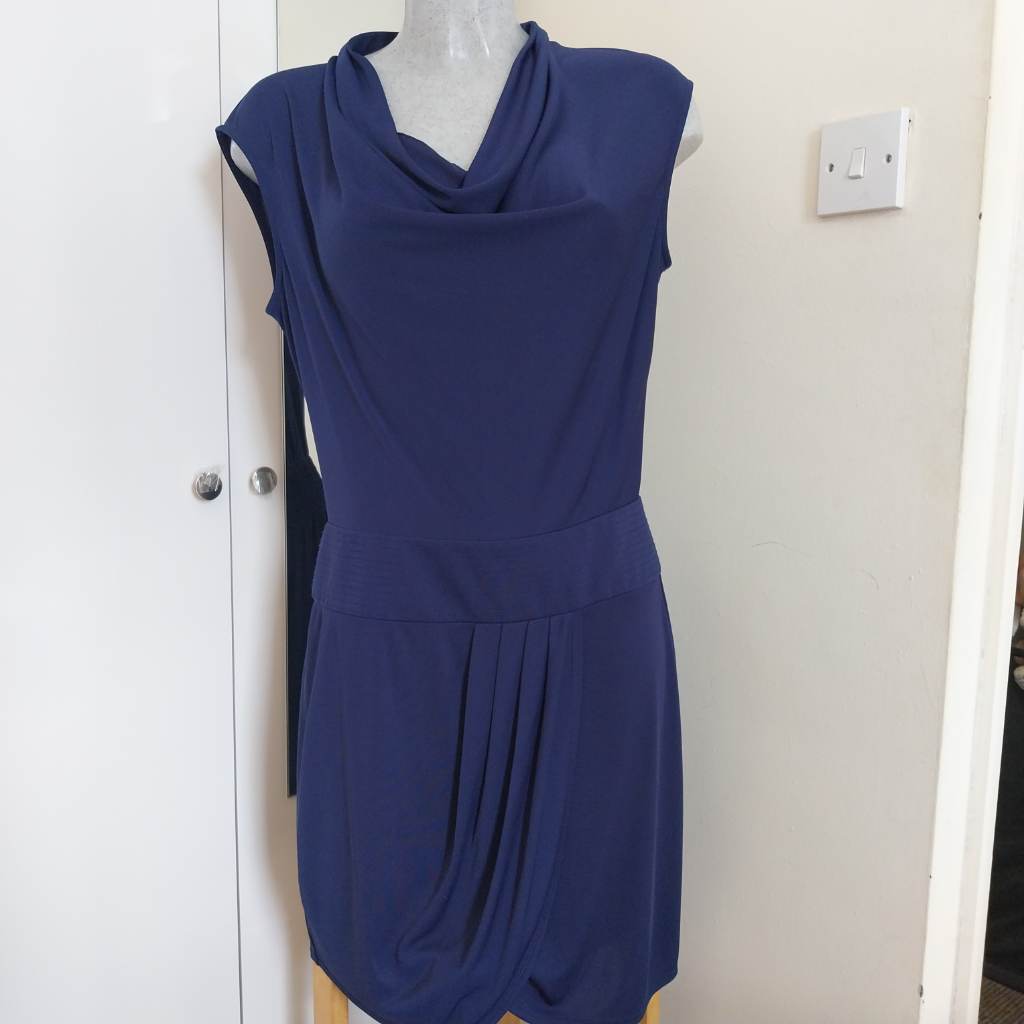 Blue sleeveless dress no size label plz check measurements
