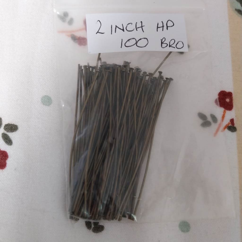 Approx 100 x 2 inch Head pins Antique bronze coloured findings