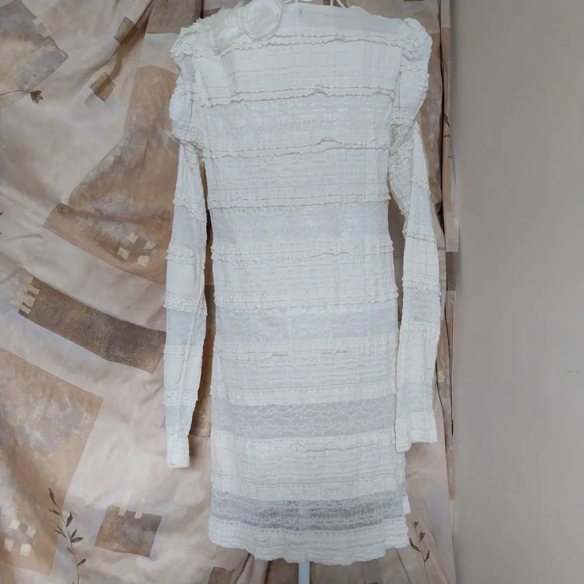 Cream dress with fabric floral effect