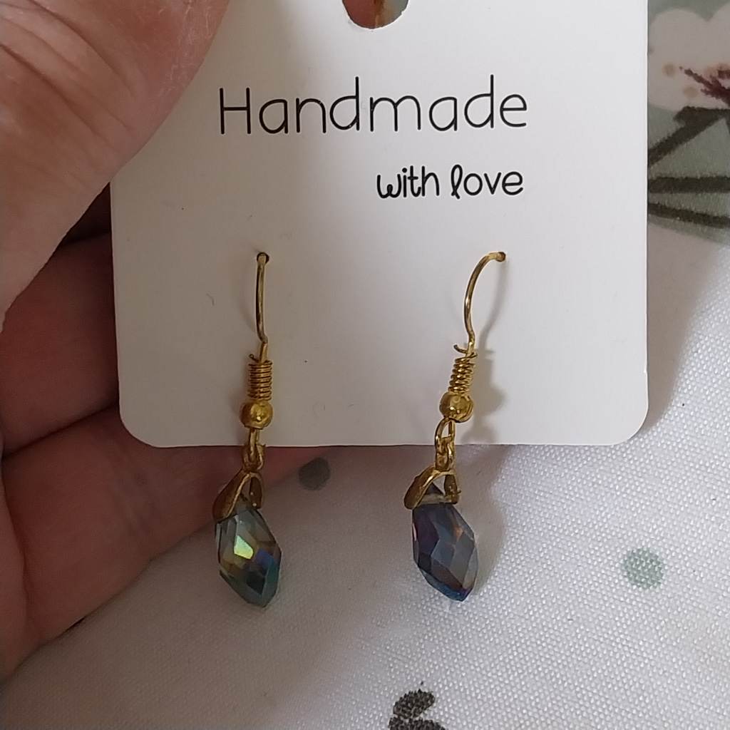 Handmade gold coloured earrings