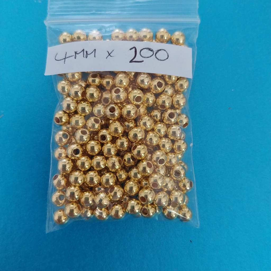 Approx 200 x 4mm gold coloured beads
