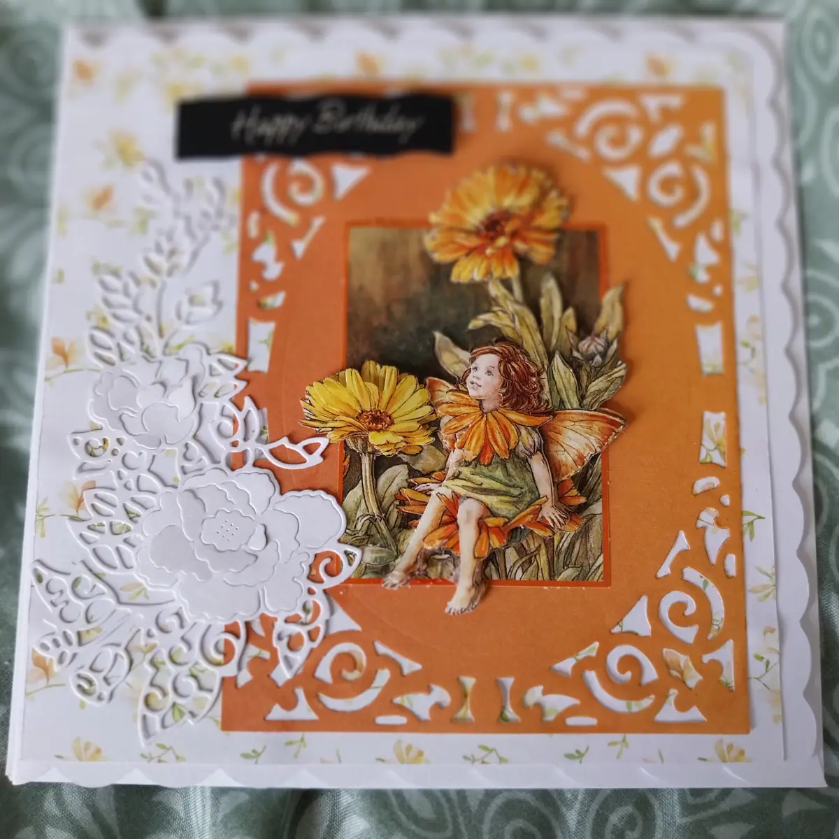 Handmade Birthday card marigold fairy