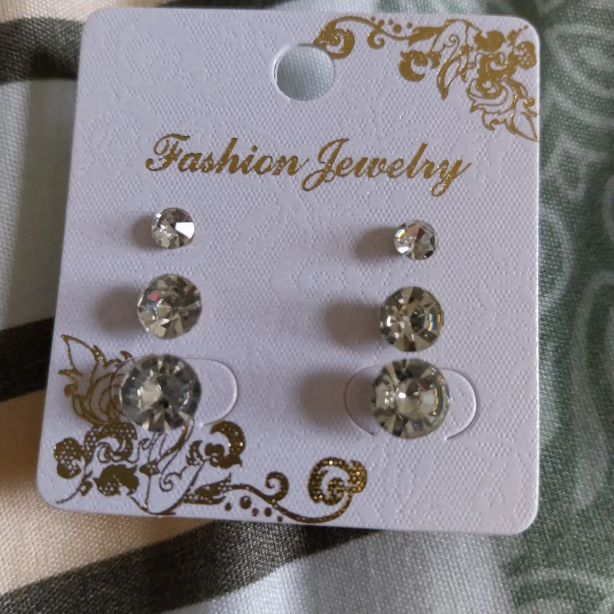 Set of 3 assorted sized clear stone earrings