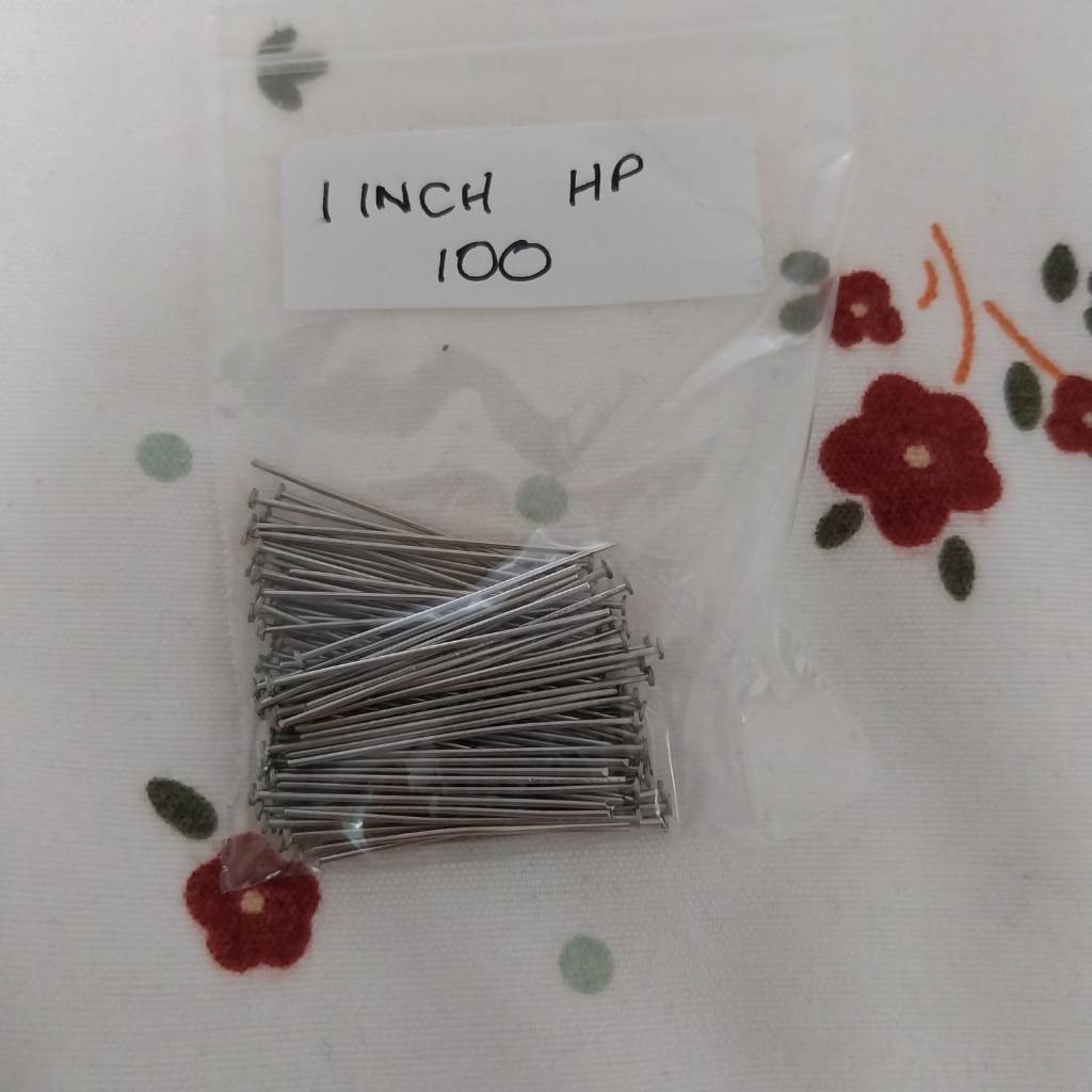 Approx 100 x 1 inch silver coloured head pins findings