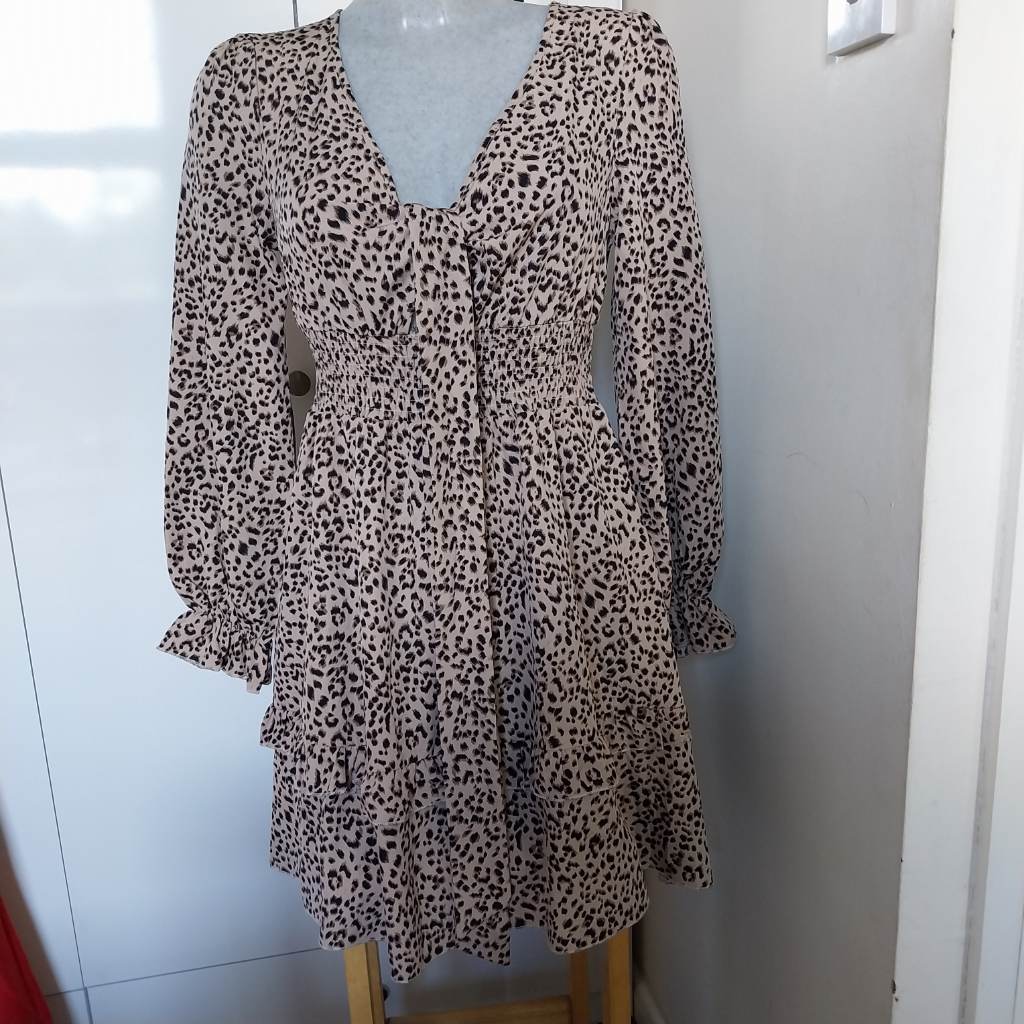 Leopard print long sleeved dress