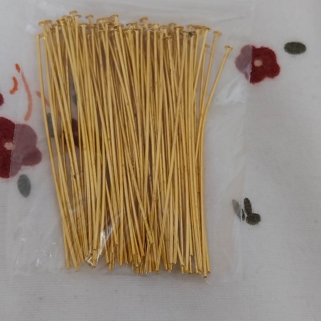 Approx 100 x 50mm gold coloured Headpins findings